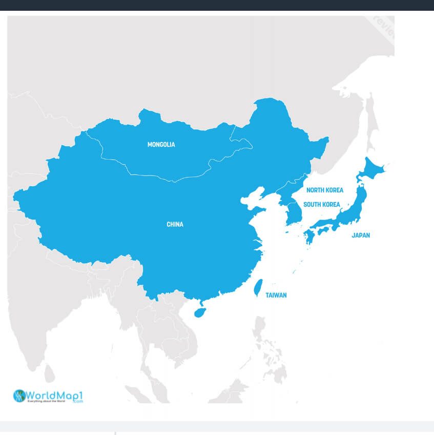 China Koreas Taiwan Japan Map